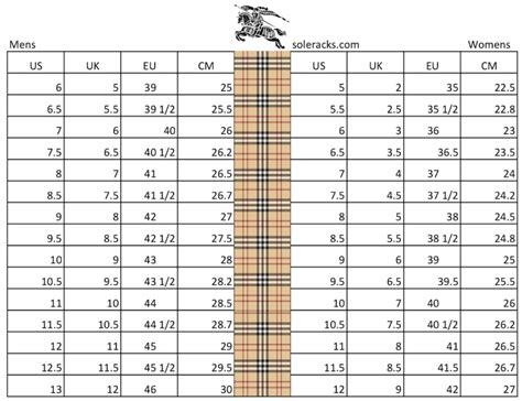 vintage burberry sizing|burberry shoe size chart.